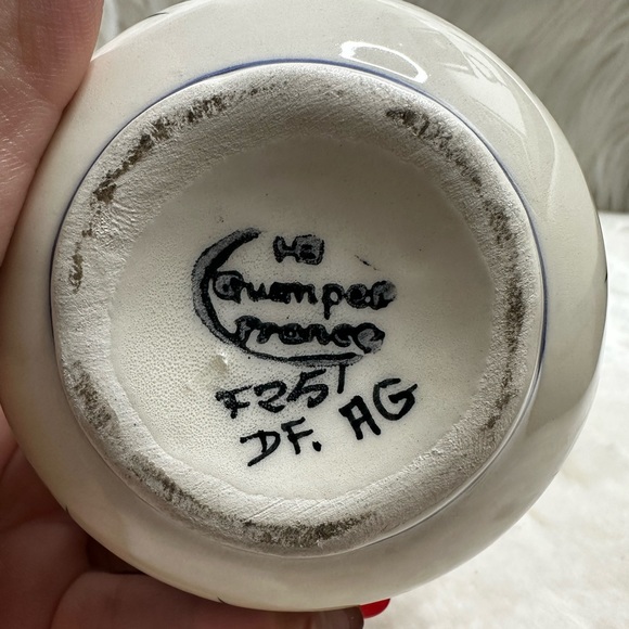 Mid-20th Century French Hand Painted Faience Vase Signed HB Quimper F251 DF.AG - Picture 5 of 5